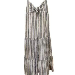 Baby Blue and white striped dress with a tie bow in the front